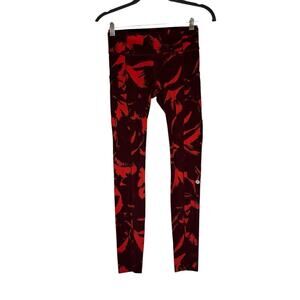 Lululemon Fast & Free Tight Flower Pop Poppy Coral Deep Ruby Size 4